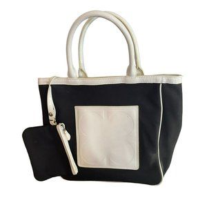 Vintage Liz Claiborne 1990's Black and White tote bag with clutch, Nylon